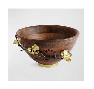 Cuenco para servir de madera y aluminio a granel para frutas, comida, aperitivos y chocolate, cuenco decorativo de la mejor calidad - Product Image 2