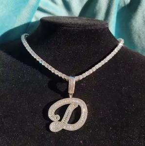 Elegante personalizado desbordamiento Baguette letra colgante collar para él Iced Out placa de identificación cadena Hip Hop joyería personalizada regalo - Product Image 4