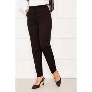 Pantalon crayon noir slim, taille élastique mi-haute, respirant, décontracté, taille XL, couleur unie, effet froissé - Product Image 2