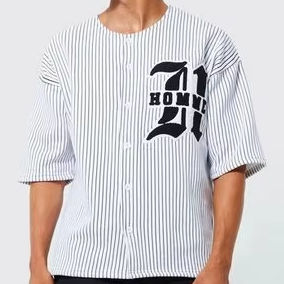 Nuevo Conjunto de camiseta y pantalones cortos de béisbol a rayas de gran tamaño para hombre, ropa de playa de verano para hombre, pantalones cortos finos y Conjunto de camiseta - Product Image 3