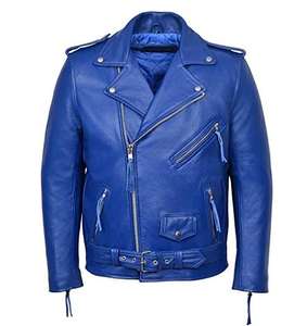 2026 <b>Men</b> Blue Leather <b>Motorbike</b> Riding <b>Jacket</b> Durable Motorcycle Biker <b>Jacket</b> with Zipper Bulk OEM Manufacturer - Product Image 5