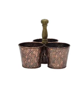 ที่ใส่ช้อนส้อมโลหะรุ่นใหม่ล่าสุดปี 2023 ดีไซน์ใหม่  งานโลหะเคลือบสีทองแดงโบราณ  ชุดที่ใส่ช้อนส้อมโลหะ  กล่องใส่เครื่องครัว - Product Image 1