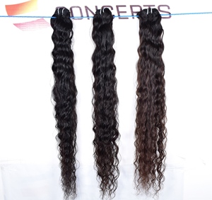 Extensions de cheveux humains de temple indien vierge noire naturelle crue paquets bouclés alignés par vague lâche non traitée - Product Image 1