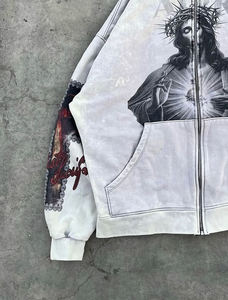 Custom French Terry ZIP up Hoodie Good Quality Puff Print Hoodie <b>Y2K</b> Cropped Pink Hoodies and Sweatshirts - Product Image 2