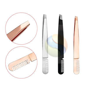Durable Stainless Steel Eyebrow Comb Tweezers for Makeup Grooming Professional Eyebrow Trimming Comb with Built in Tweezers - Product Image 2