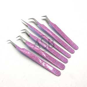 Pince à cils rose à imprimé léopard, 90 et 45 degrés, pince à isolation incurvée à 65 degrés, impression de logo personnalisée, service OEM - Product Image 1