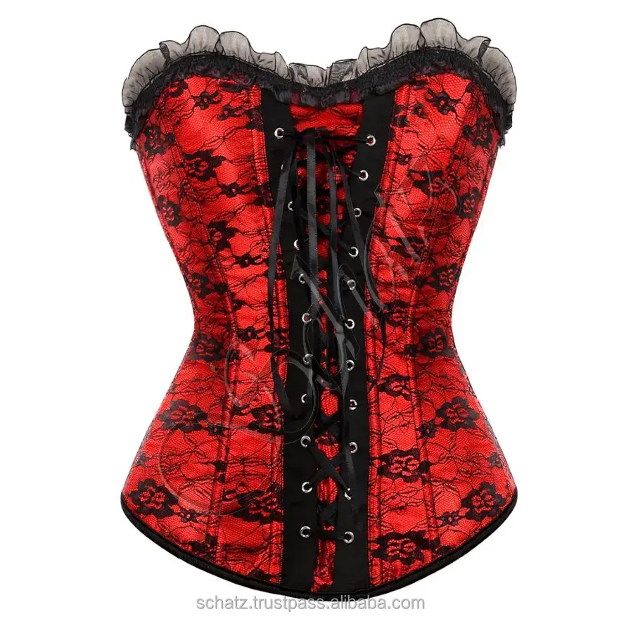 Corset victorien en brocart pour femmes Corselet Vintage Floral Corset Top Sexy Bustier Lace Up Overbust Lingerie Gothique Corsets