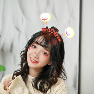 Diadema de calabaza de Halloween iluminada con signo de primavera y 'HALLOWEEN' tocado de disfraz de fiesta festiva para niños y adultos Accesorios - Product Image 2