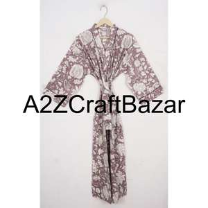 ชุดกิโมโนผ้าฝ้ายแท้ 100% ลายดอกไม้ ดีไซน์เนอร์ทำมือ สำหรับผู้หญิง ชุดคลุมชายหาด รุ่นใหม่ล่าสุด - Product Image 2