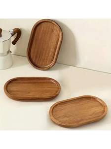 Durable Handmade Oval Wooden <b>Tray</b> with Side Handles for Multipurpose Serving Tea Coffee <b>Food</b> and Snacks - Product Image 2