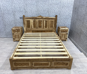 Premium Quality Modern Solid Wood Foldable Adjustable <b>Bed</b> Frame with Storage <b>Space</b> <b>Saving</b> and Hand Carved Design for Bedroom - Product Image 3