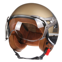 Casque de moto jaune rétro élégant, accessoires de sécurité, demi-casque personnalisé à double visière, protection fonctionnelle pour la tête de moto