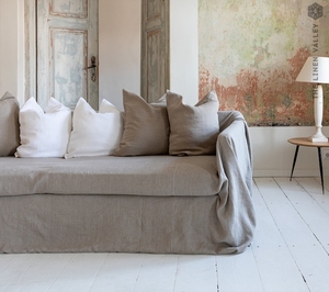 ผ้าคลุมโซฟาผ้าลินินธรรมชาติขนาดใหญ่สำหรับโซฟาแบบแบ่งส่วนหลายชิ้น-ผ้าคลุมโซฟาผ้าลินิน - Product Image 2