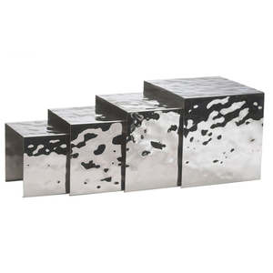 Incroyable ensemble de 3 pièces en fer métal carré présentoir pour aliments support en acier inoxydable finition argentée pour la présentation des aliments - Product Image 5