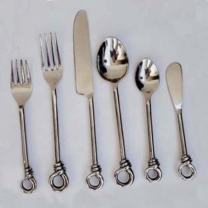 Juego de Cubiertos de Acero Inoxidable Plateado para Banquetes y Bodas, con Diseño de Doble Nudo en el Mango, para Restaurante y Cocina - Product Image 1