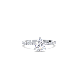 IGI Certified 1ct Pear Cut Lab Diamond Engagement <b>Ring</b> for Women 14K Yellow White And Rose <b>Gold</b> Pave Band Bridal Wedding <b>Ring</b> - Product Image 1