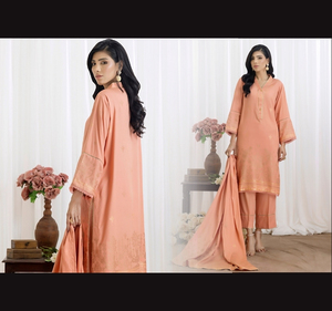 Ssumaira Presente SALINA JACQUARD 3 piezas Cosido-Lujo AIRJET Jacquard Viscosa Kameez Salwar Dupatta - Product Image 5