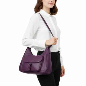 Sac à bandoulière en cuir véritable pour femmes de luxe avec fermeture à rabat, sangle réglable, cuir doux et lisse, design élégant - Product Image 5
