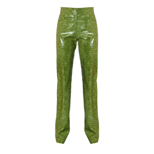 Top Quality <b>Snake</b> <b>Print</b> PU Leather Pants Ankle Length Casual Style Flat Front Zipper Fly Regular Fit Autumn Wear - Product Image 3