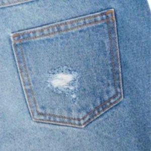 Short en jean femme bleu clair 100% coton de haute qualité Style décontracté, short de style de détresse écologique pour femmes - Product Image 5