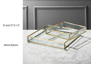 Plateau multifonctionnel en métal doré de luxe moderne, taille personnalisée, techniques artisanales pour le rangement du salon, décoration de la maison - Product Image 4