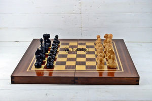 Tradebyd บอร์ดหมากรุกไม้พรีเมี่ยมทำด้วยมือชุดเกมหรูหราสำหรับการเล่นคลาสสิกและการตกแต่งบ้านที่หรูหรา - Product Image 3