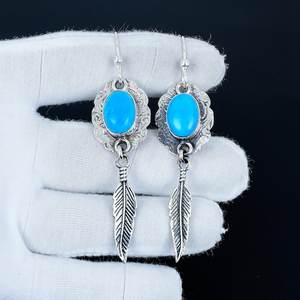 Pendientes de Plata de Ley 925 con Baño de Oro y Turquesa, Diseño de Bella Durmiente, Hechos a Mano, Lindos, para Fiesta o Compromiso - Product Image 3