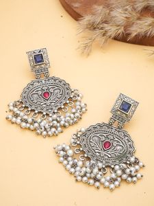 ต่างหูเงินมีสไตล์คล้ายๆกันกับฐานทองเหลือง Monalisa หินห้อยแบบหรูหราสำหรับผู้หญิงและเด็กผู้หญิงเหมาะสำหรับงานปาร์ตี้สวมใส่ตามเทศกาล - Product Image 5