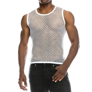 Big Hole Mesh Tank Top Breathable Custom Mens Gym Active Wears Fitness Sportswear Crew Muscle Training Tank Top