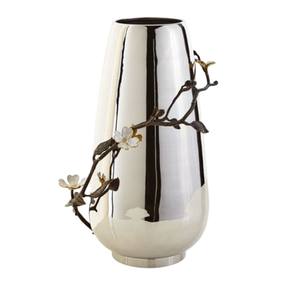 Florero de Dalia hecho a mano, acero inoxidable negro mate con escultura Floral de latón dorado, decorativo elegante para decoración del hogar - Product Image 4