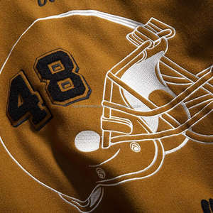 OEM 100% <b>Wool</b> Chenille Embroidery Varsity Jacket for Men Vintage <b>Brown</b> Stand Collar Winter Season Front Logo - Product Image 5