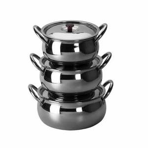 Juego de Utensilios de Cocina de Acero Inoxidable de Primera Calidad, 3 Piezas con Tapas de Vidrio, Resistentes al Óxido, Forma Redonda Plateada para Cocina Casera - Product Image 1