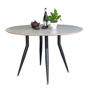 BA68168 120cm Round Dining <b>Table</b> Set Stable and Assembled <b>Wooden</b> Plywood <b>Top</b> with Tapered Iron Legs & Resin Marble Accents - Product Image 1