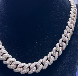 สร้อยคิวบาลิงค์ประดับเพชรโมอิสซาไนต์แบบไอซ์เอาท์ เงินแท้ 925 สร้อยโมอิสซาไนต์ - Product Image 1