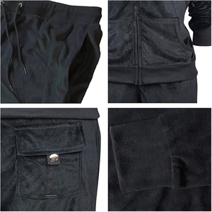 Chándales de alta calidad Premium Custom Jogger Sets Cremallera Sudadera con capucha Conjunto Chándal 2 piezas Conjunto Unisex Cargo Pantalones Chándal de terciopelo - Product Image 5