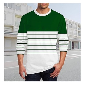 Wholesale 100% Cotton Single Jersey T-<b>Shirt</b> <b>Long</b> <b>Sleeve</b> Plain <b>Striped</b> Neck Breathable Design Factory Price Plus Size <b>Men</b> - Product Image 5