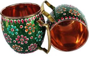 Metal Water <b>Mug</b> With Enamel Printed for Home & Hotel at Lower Cost <b>Flower</b> Design Round Copper <b>Mug</b> for Wholesale Price - Product Image 3