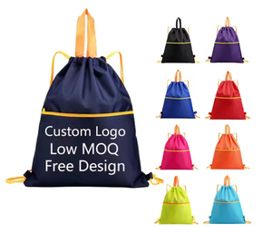 Logo personnalisé Sac à cordons 210D Polyester Sac à dos de sport avec poche à fermeture éclair Sac de sport à cordon lavable promotionnel - Product Image 6