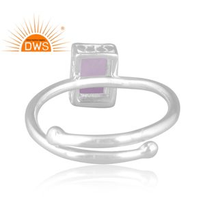 Latest Design Fine Sterling Silver Natural Pink Amethyst Gemstone <b>Adjustable</b> <b>Ring</b> Jewelry Manufacturer - Product Image 4