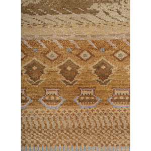 Alfombra Manchaha de Lana y Seda de Bambú con Patrón Geométrico Anudada a Mano en Rojo y Naranja - Para Uso Doméstico Les-2724 - Product Image 3