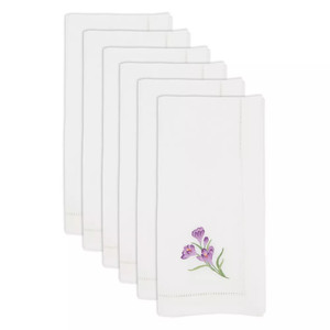 Vente en gros personnalisé Linge de table élégant brodé à la main en coton blanc safran avec ourlet au point pour la maison, l'hôtel ou les événements - Product Image 1