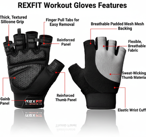 Guantes Deportivos RexFit para Gimnasio, Entrenamiento, Levantamiento de Pesas, Soporte para Muñeca, Ejercicio Físico, para Hombres y Mujeres - Product Image 5