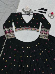 Lehengha Choli traditionnel en tissu fausse georgette avec fil et séquence Tailles de travail jusqu'à 44 pour les fêtes - Product Image 4