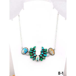 Collier artisanal perlé de style sud-ouest, mélange de turquoise et d'argent sterling - Product Image 1