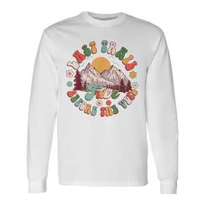 Camiseta promocional de manga larga Last Trail Before the Veil Hiking Nature Bachelorette Groovy - Product Image 1