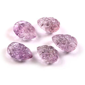 Pierre précieuse sculptée en améthyste violette rare faite à la main pour bijoux en forme de larme Lot de mélange avec d'autres pierres précieuses naturelles - Product Image 2