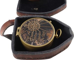 Brújula Antigua con Frase |   Brújula Magnética Náutica Funcional Vintage de Latón con Estuche de Cuero, Suministro Personalizado OEM/ODM - Product Image 4