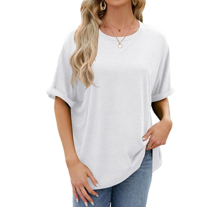 Wholesale Custom 100% Cotton Oversize T-<b>Shirts</b> for <b>Women</b> Hip Hop Style Drop Shoulder Streetwear Casual Print Logo Short Length - Product Image 3