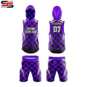 Ensemble de compression 7v7 pour entraînement de football américain à capuche, transfert thermique, 100 % polyester, antibactérien - Product Image 3