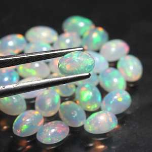 พลอยอัญมณีเอธิโอเปียสีขาวธรรมชาติสีรุ้งมูนสโตนตัดทรงไข่อัญมณีหลวมสำหรับทำเครื่องประดับ - Product Image 2